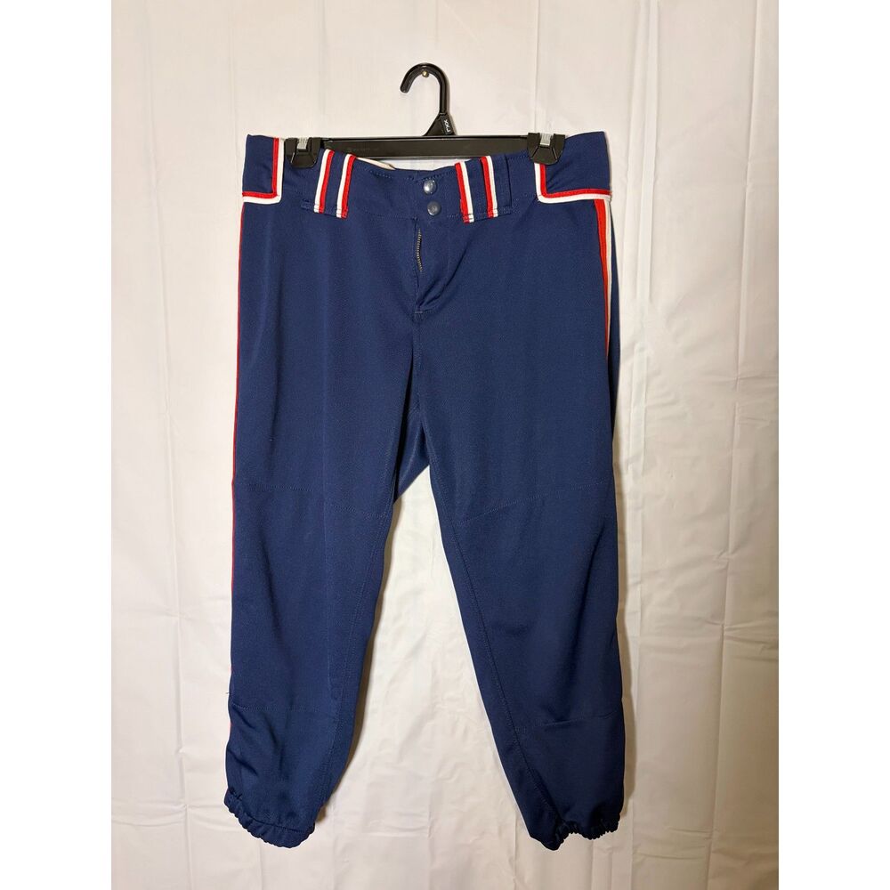 Boombah Men's Baseball Pants Size 34 Navy Blue Red White Piping Knickers